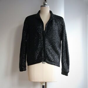 1950's Sequin and Beaded Wool Knit Cardigan
